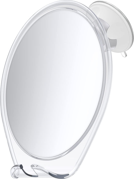HONEYBULL Shower Mirror Fogless for Shaving - with Suction, Razor Holder & Swivel, Small Mirror, Accessories, Bathroom Holds Razors (White)