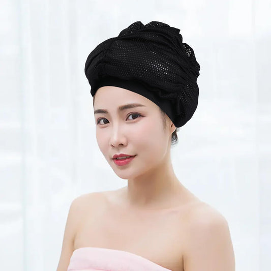 Net Plopping Cap for Drying Curly Hair, Net Plopping Cap, Adjustable Net Plopping Cap For Drying Curly Hair, Curly Hair Bonnet, Net Plopping Cap, Net Plopping Cap for Fast Dry (Net plopping cap-Black)