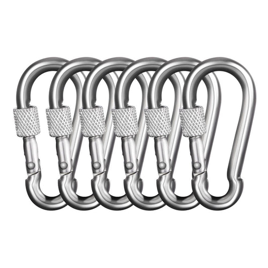 6Pcs Stainless Hook Lock M6 Carabiner for Sport Climbing Equipment Buckle Snap Clip Spring Hook Tool