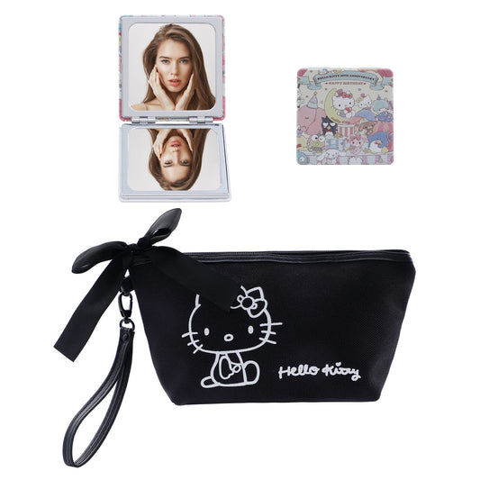 G-Ahora Kitty Kuormi Melo-dy Cin Cosmetic with Mirror Big Makeup Bag Cosmetic Bag Travel Carrying Case Kitty Cat Toiletry Bag Lady Gift（KT）