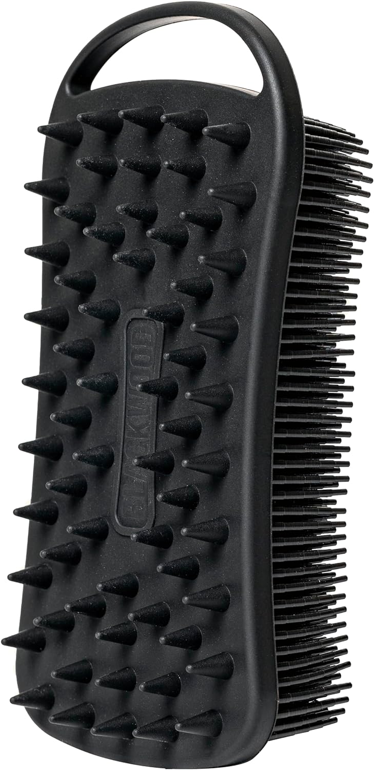 Blackwood For Men Double Duty Beard & Body Scrubber - Dual-Sided Men's Shower Tool - Handheld Body Wash Brush with Long Soft Silicone Bristles for Deep Cleaning - Short Exfoliating Tips for Beard Care