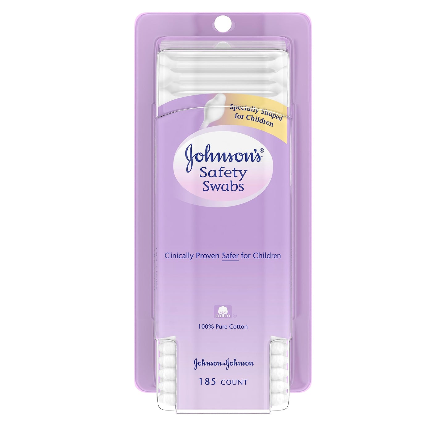 Johnson's Safety Ear Swabs for Babies and Children made with Non-Chlorine Bleached Cotton for a Gentle Clean, 185 ct (Pack of 2)