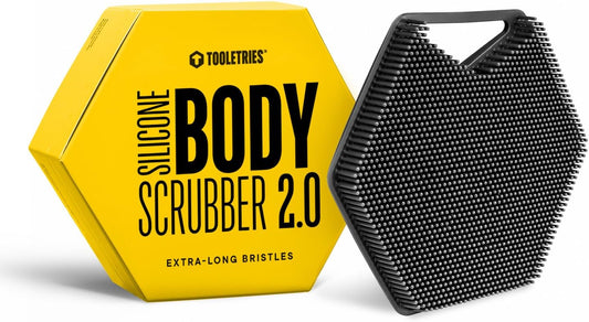 Tooletries Body Scrubber 2.0 – Premium Silicone Scrubber for Cleaning, Exfoliating and Invigorating Your Skin – Extra Long Lather Boosting Bristles with Ergonomic Handle, Long-Lasting & Easy to Clean