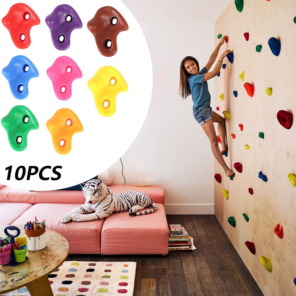 NKTIER Textured Resin Rock Wall Rock Climbing Wall Stone, 10Pcs Rock Climbing Holds Textured Climbing Rocks Wall Stones Kids Assorted Kit for Indoor Outdoor Climbing Wall?With Screw Accessories?
