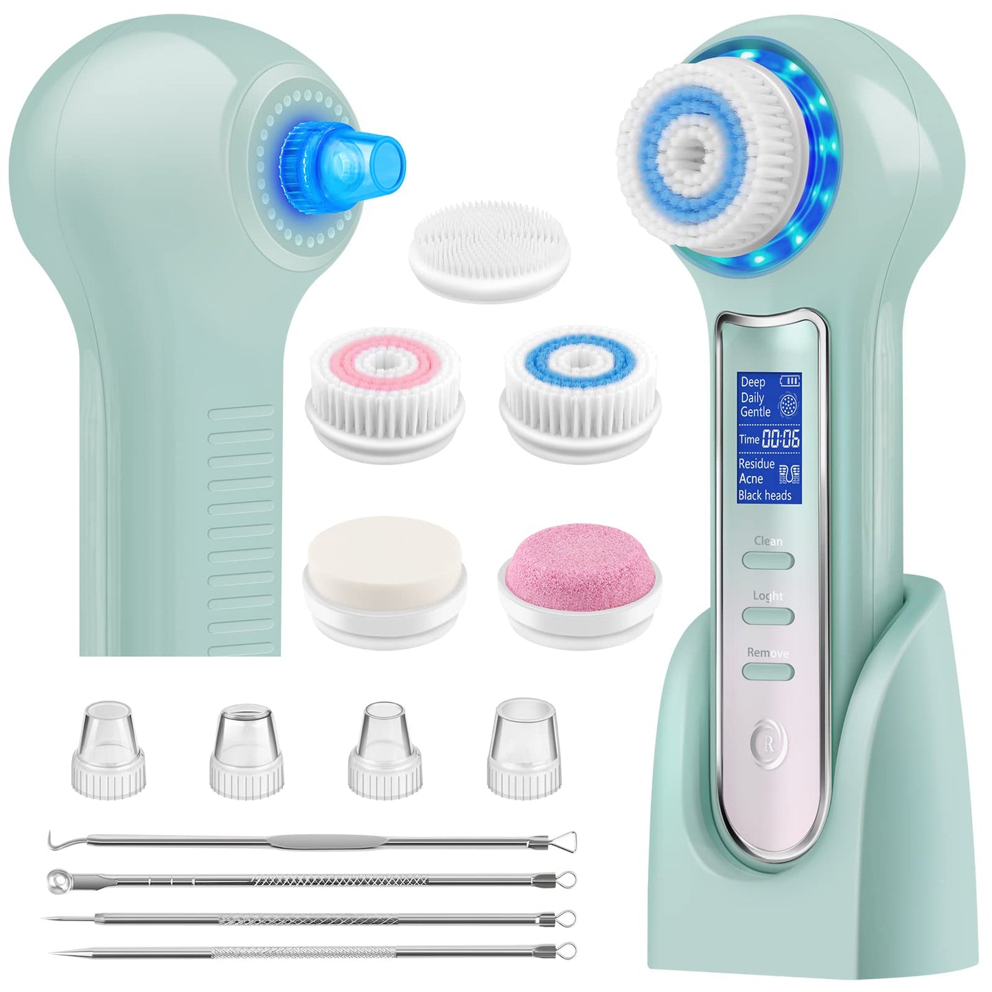 Facial Cleansing Brush Rechargeable,Blackhead Remover Vacuum Tool,IPX7 Waterproof 3 in 1 Face Scrubber for Exfoliating, Massaging and Deep Pore Cleansing