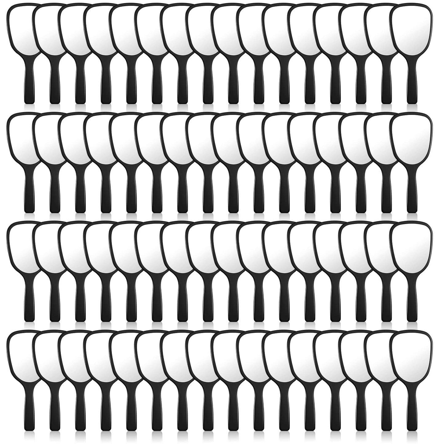 60 Pcs 7.08 x 3.14 Inch Hand Handheld Mirror with Handle Plastic Compact Travel Makeup Cosmetic Mirror Small Personal Portable Hand Held Mirror for Home Vanity Camping (Black)