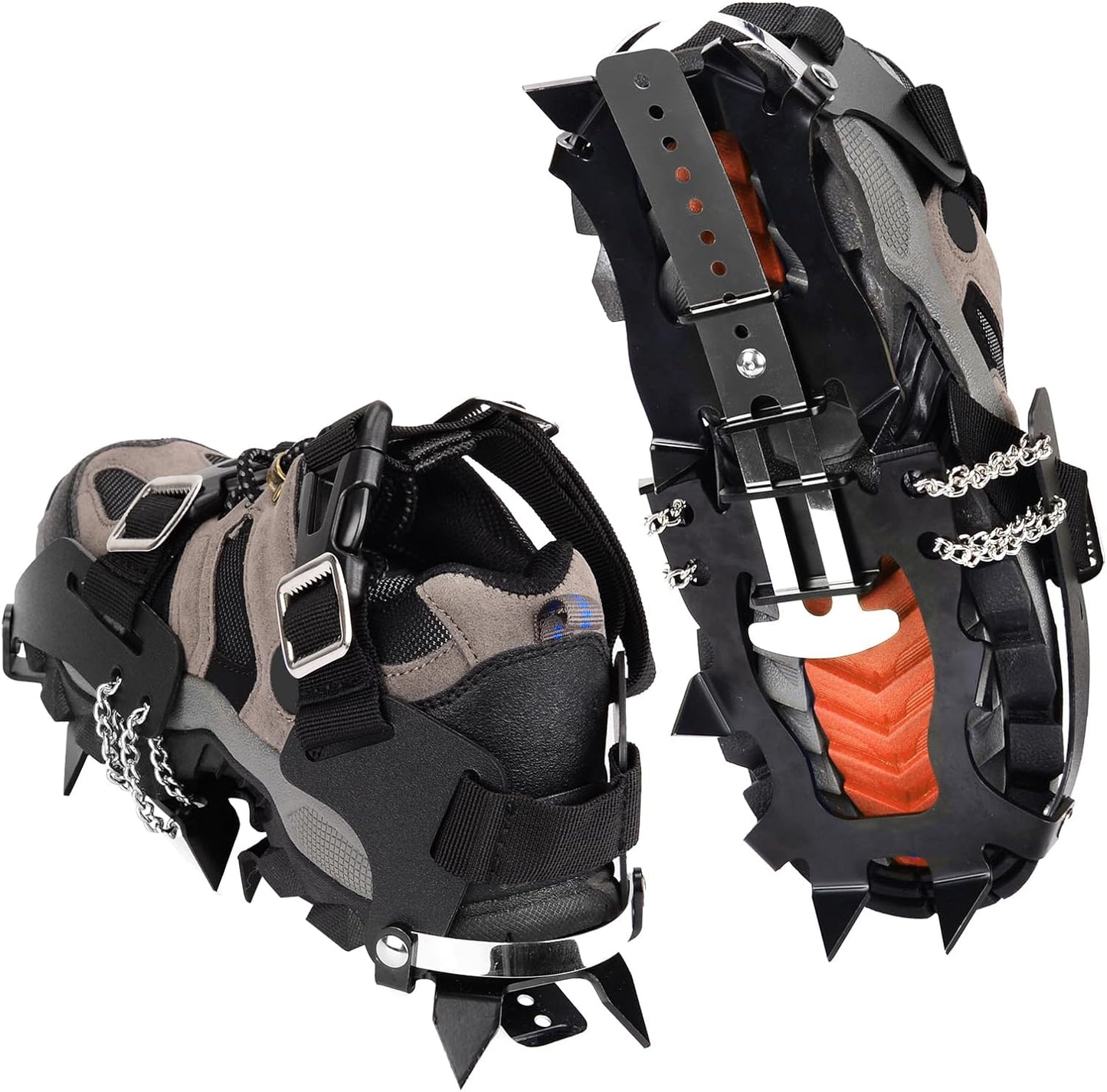 Ice Crampons for Hiking Shoes& Boots Cleats for Snow and Ice with Adjustable Shoe Cover Straps Traction Snow Grips for Men and Women