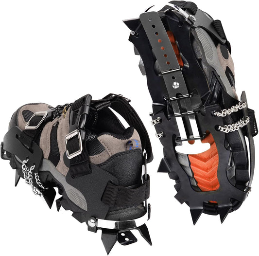 Ice Crampons for Hiking Shoes& Boots Cleats for Snow and Ice with Adjustable Shoe Cover Straps Traction Snow Grips for Men and Women