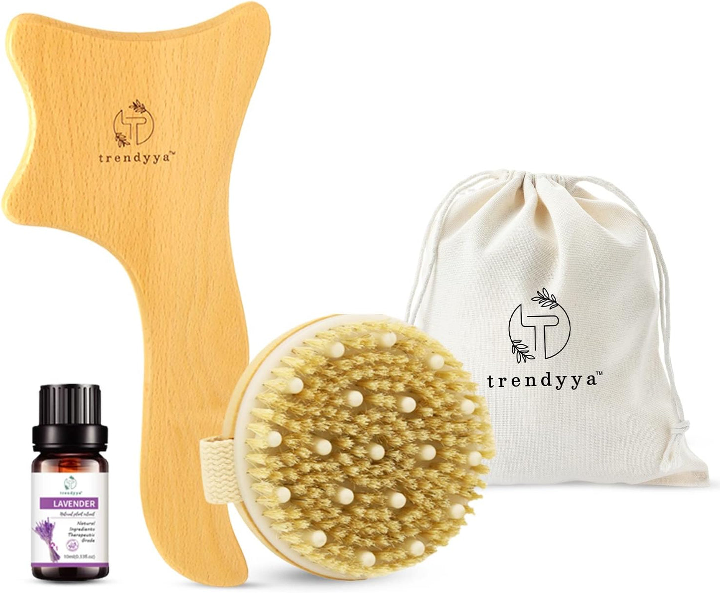 2Pcs Lymphatic Drainage Paddle & Dry Brushing Body Brush with Essential Oil Levender Extract, Anti Cellulite and Lymphatic Drainage Tool for Body Shaping & Exfoliation