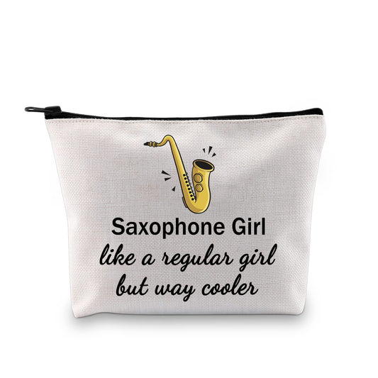 GJTIM Saxophonist Gift Saxophone Player Gift Saxophone Girl Like A Regular Girl But Way Cooler Travel Makeup Bag for Saxophone Lovers (Saxophone Girl Bag)
