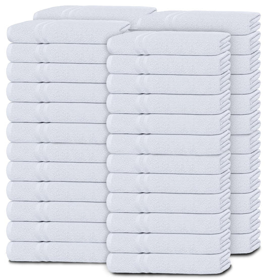 Wealuxe White Washcloths for Body and Face Towel, Cotton Wash Cloths Bulk 48 Pack, Flannel Spa Fingertip Wash Clothes 12x12 Inch, Soft Absorbent Gym Towels