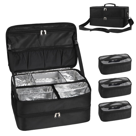 Extra Large Makeup Case, Professional Makeup Train Case for Makeup Artist Traveling Organizer, Double Layer XL Cosmetic Travel Case for Cosmetology with 3 Detachable compartments and 3 Makeup Bags