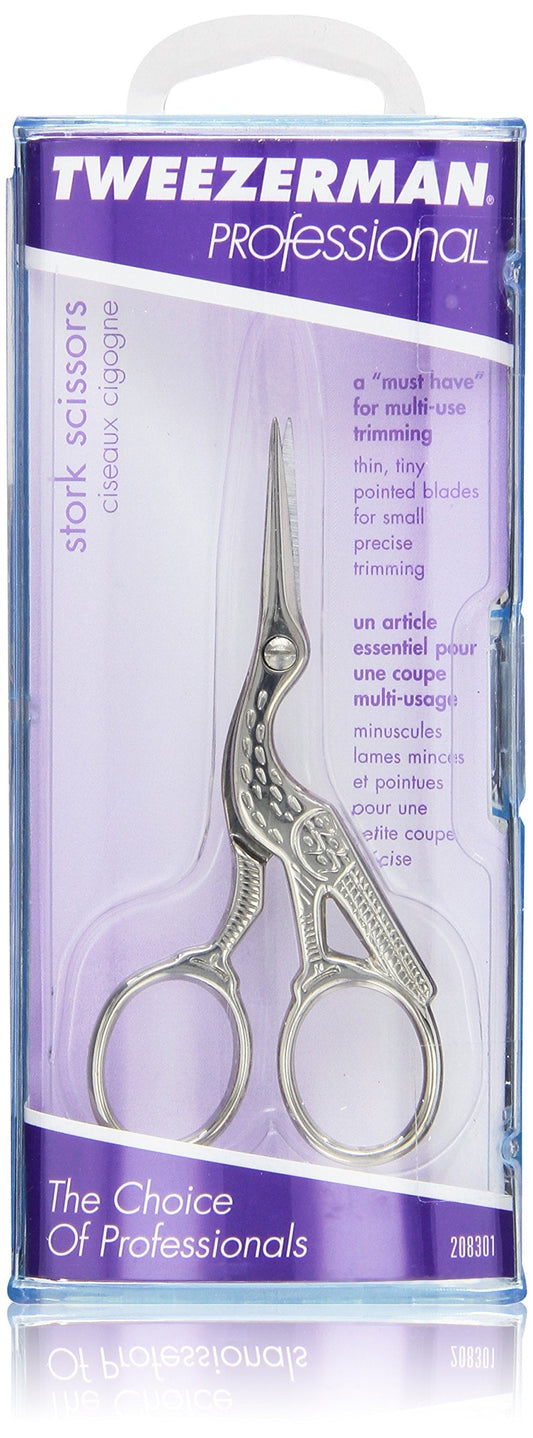 Tweezerman Professional Stork Scissors Used for Trimming Brows and Facial Hair (ZW-3042-P)