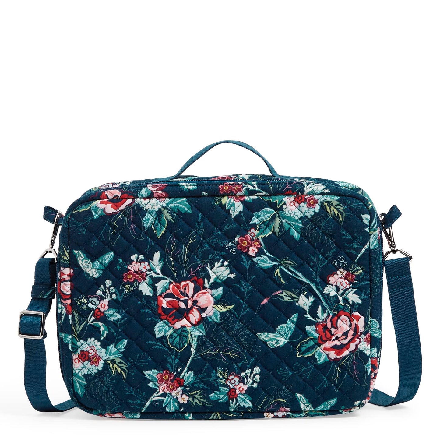 Vera Bradley Women's Cotton Grand Vanity Toiletry Makeup Organizer Case, Rose Toile - Recycled Cotton, One Size