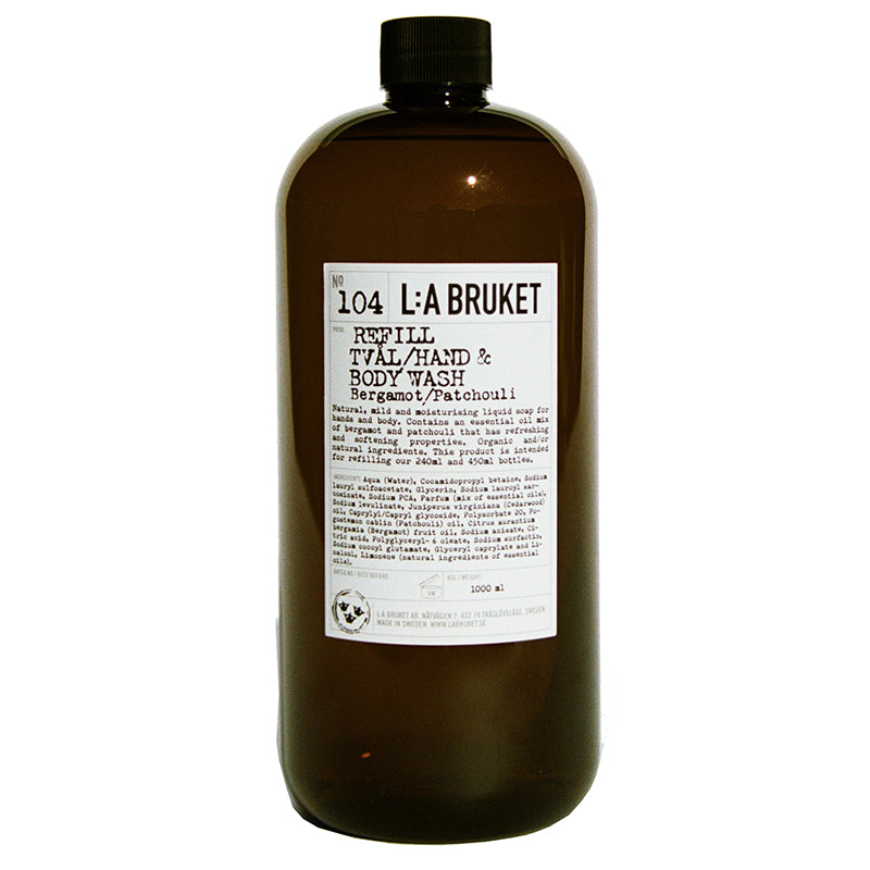 No. 104 Bergamot & Patchouli Hand and Body Wash by L:A Bruket Body Wash L:A Bruket 1000 ml REFILL