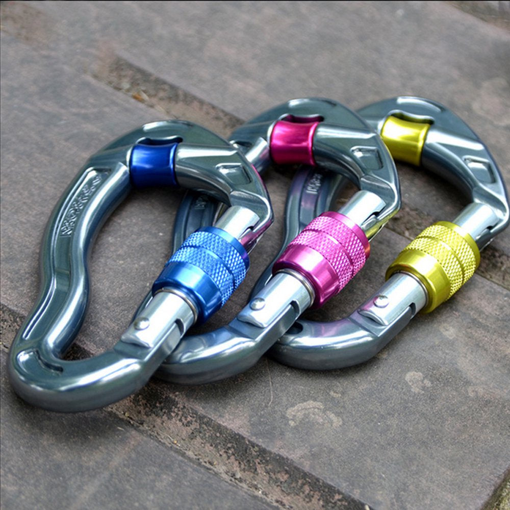 Ylmarket Climbing Carabiner Anti-Oxidation Wear Resistant Accessory Heavy Duty Climbing Twist Clip for Mountaineering Yellow