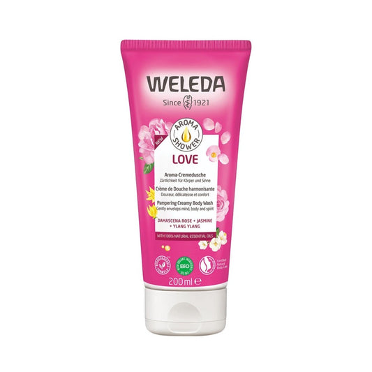 WELEDA Aroma Shower & Body Wash - Love Damascena Rose, Jasmine & Ylang Ylang - 200ml