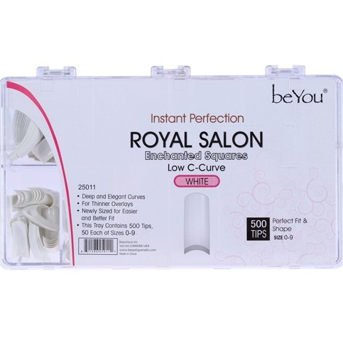 BE YOU ROYAL SALON NAIL LOW C-CURVE 500 TIPS/PK - WHITE
