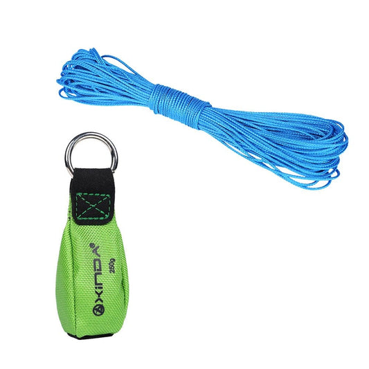 Arborist Tree Climbing Green 250G/8Oz Throw Weight Bag + High Strength 15M 2Mm Blue Throw Line Tent Fixing Rope