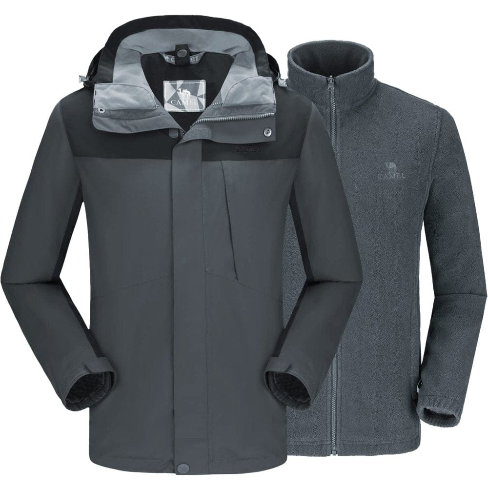 CAMEL CROWN Men’S Ski Jacket with Inner Fleece 3 in 1 Waterproof Winter Jacket
