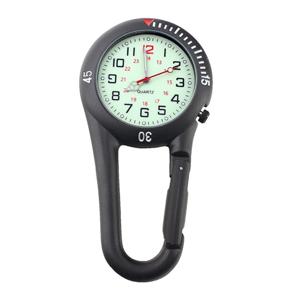Carabiner Fluorescent Dial Safety Buckle Rock Climbing Backpack Buckle Belt Clip-On Quartz Watch Night Light Alloy Unisex Fob Watch Ideal for Doctors Nurses Rock Climbing