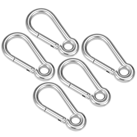 Carabiner Snap Hook, 2.34"/59.5Mm 304 Stainless Steel Carabiner Spring Snap Link Hook Clip Keychain 5 Pcs