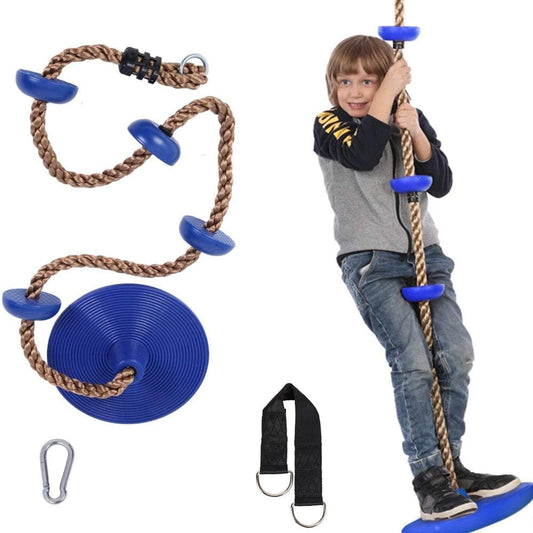 Climbing Rope Tree Swing with Platforms and Disc Swings Seat - Playground Swingset Accessories Outdoor for Kids - Trees House Tire Saucer Swing outside Playset Toys