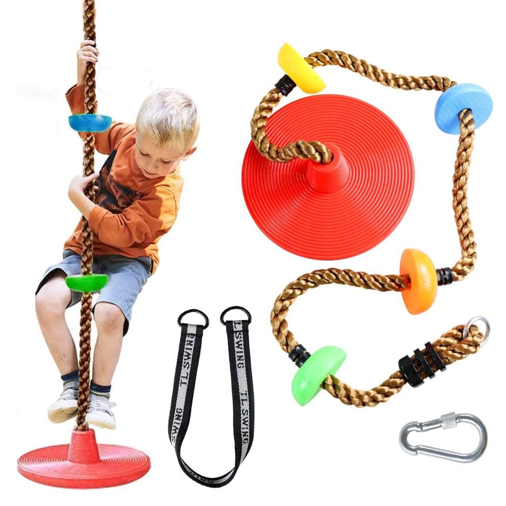 Climbing Rope Tree Swing with Platforms Disc Swings Seat Kids Playground Swing Set Accessories Trees House Saucer Swing outside Playset Toys, Christmas Gift