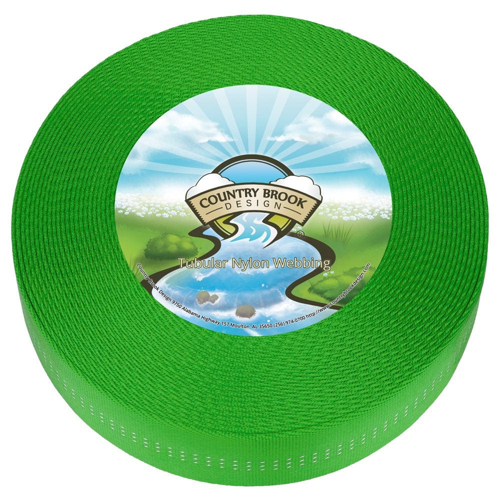 Country Brook Design® 1 Inch Hot Green Climbing Spec Tubular Nylon Webbing, 5 Yards