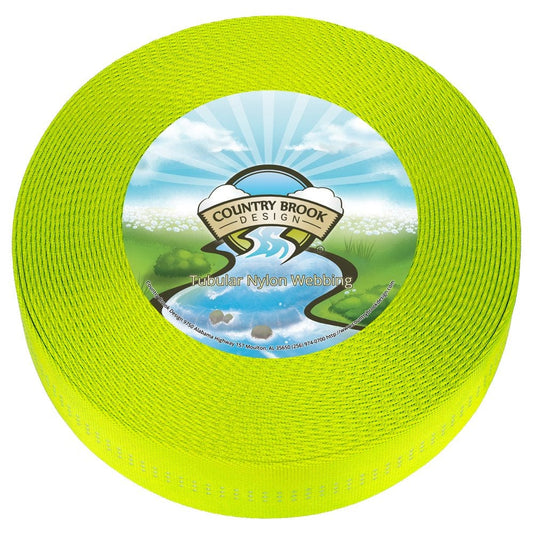 Country Brook Design® 1 Inch Hot Yellow Climbing Spec Tubular Nylon Webbing, 5 Yards