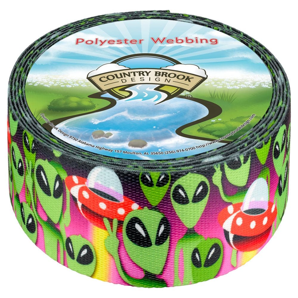 Country Brook Design® 1 Inch Space Aliens Polyester Webbing, 50 Yards