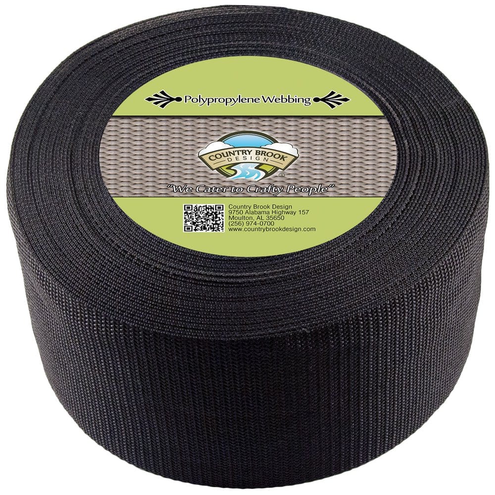 Country Brook Design® 4 Inch Black Heavy Polypro Webbing, 25 Yards