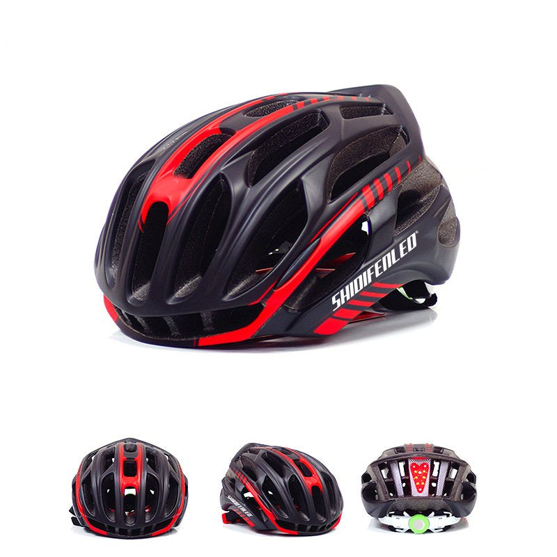 Carolilly Adult Bike Helmet with Light, Lightweight Adjustable Road Mountain Bicycle Helmet for Men and Women