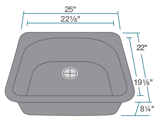T824-Silver D-Bowl Topmount Quartz Granite Sink - $100