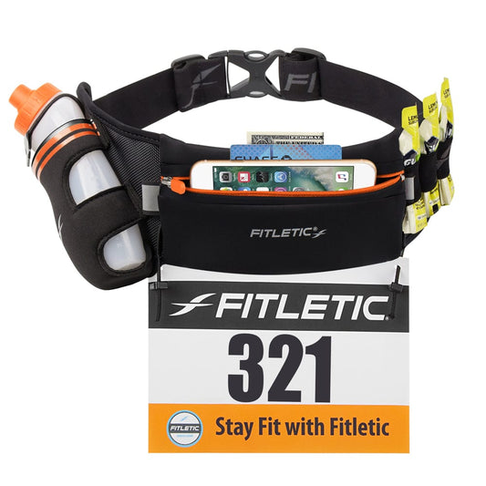Fitletic Fully Loaded Water and Gel Belt : BLK / ORG Zip, S/M