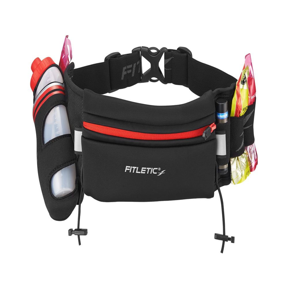 Fitletic Fully Loaded Water and Gel Belt : BLK / RED Zip, L/XL