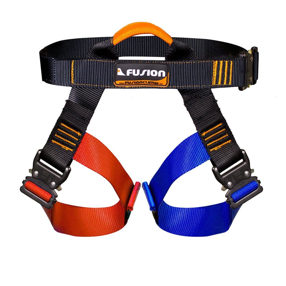 Fusion Climb Concerto Color Coded Half Body Harness Black M-XL Quick Release Buckles Climbing Gym