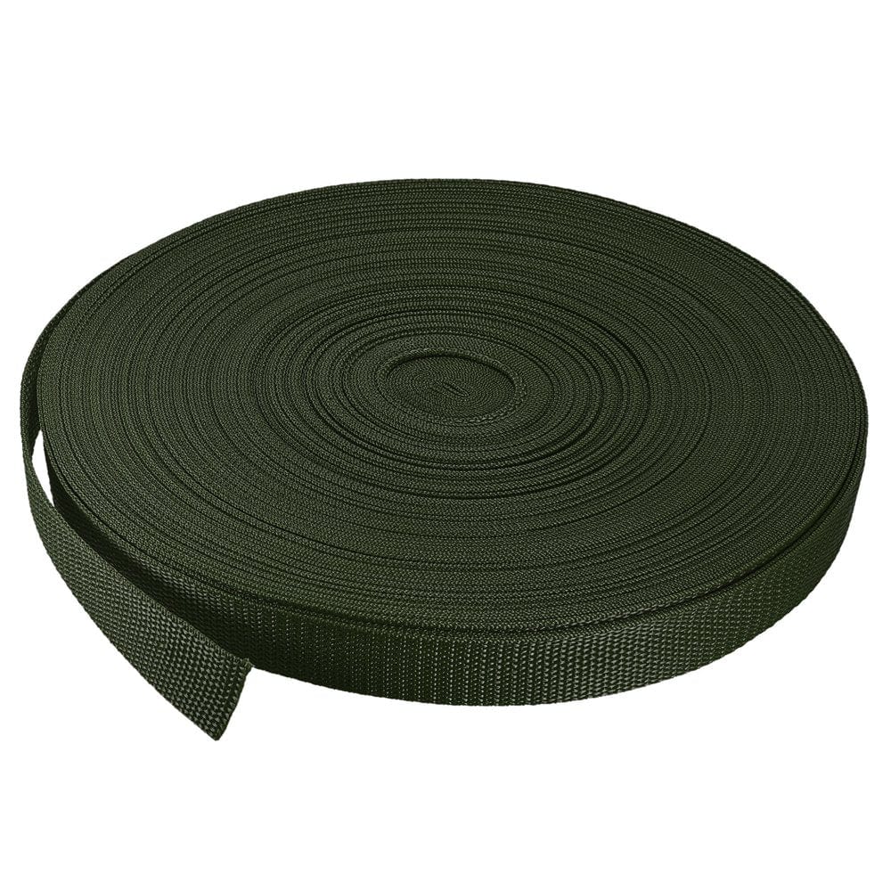 Heavyweight Polypropylene Webbing Strap 1" 50 Yards Dark Green Strapping Band for Outdoor