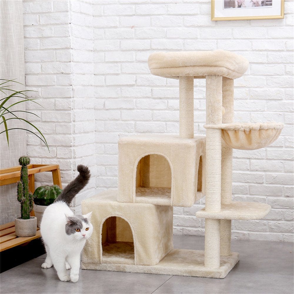 Pefilos 18" Cat Tree Tower for Indoor Cats Cat Condo for outside with Sisal Scratching Posts, Scratching Board, Plush Perch, Cat Tree for Adult Cats Kitty Kitten Play House, Gray