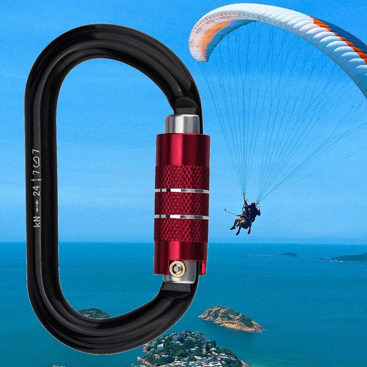 Pkeoh Carabiner Outdoor Climbing Carabiner Screw Lock Protection Rock Climbing Rappelling Safety Harness Black