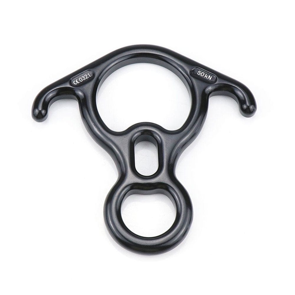 Tureclos Rock Climbing Descender Camping Downhill 8-13Mm Rope Rappelling Ring Hook with Ear Aluminum Alloy Safety Rescue Protector Red